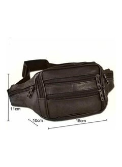 Men Natural Leather Waist Belt Bag Brown