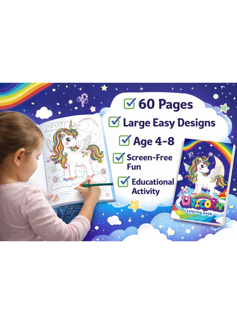 Capstro Kids Coloring Book – 60 Pages of Creative Fun for Drawing, Coloring & Imaginative Play | Large Format Art Book for Children – Unicorn Theme - Image 4