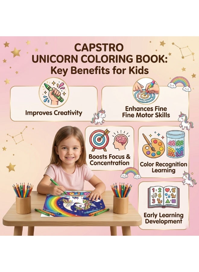 Capstro Kids Coloring Book – 60 Pages of Creative Fun for Drawing, Coloring & Imaginative Play | Large Format Art Book for Children – Unicorn Theme - Image 5