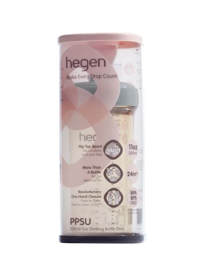 hegen Drinking Bottle PPSU 330 ml, 24 Months +, Grey