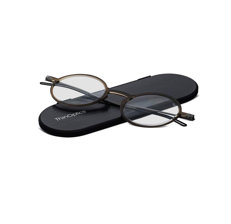 ThinOptics Unisex Adult Glasses Reading, Regular Case / Round Brown, 2.00 US - Image 3