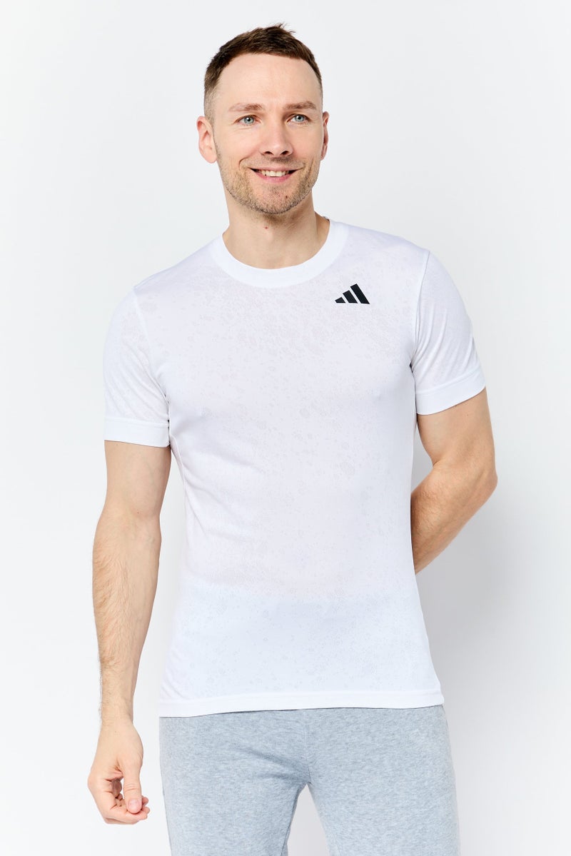 Adidas Men Slim Fit Short Sleeve Tennis T-shirts, Off White  - Image 1