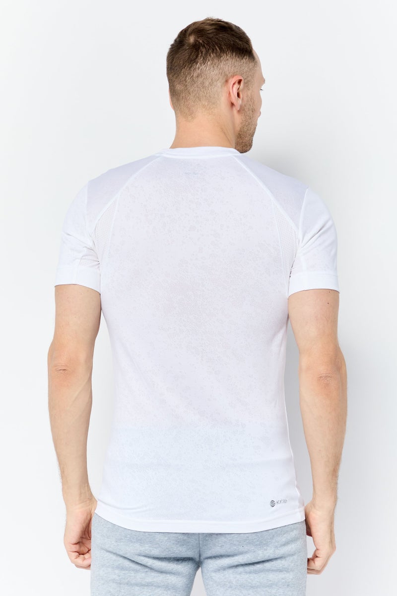 Adidas Men Slim Fit Short Sleeve Tennis T-shirts, Off White  - Image 3
