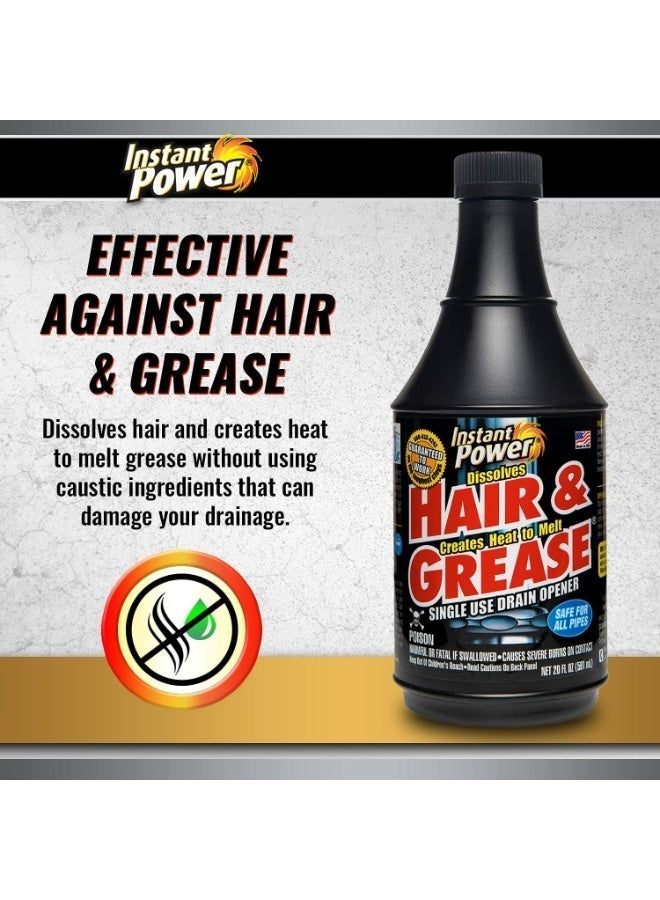 Instant Power Drain Opener – Hair & Grease Clog Remover for Sink, Bathroom, Kitchen & Shower – Odorless Non-Acid Pipe Cleaner 20 oz - Image 2