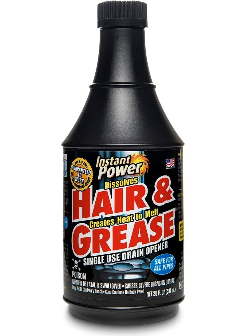 Instant Power Drain Opener – Hair & Grease Clog Remover for Sink, Bathroom, Kitchen & Shower – Odorless Non-Acid Pipe Cleaner 20 oz - Image 1
