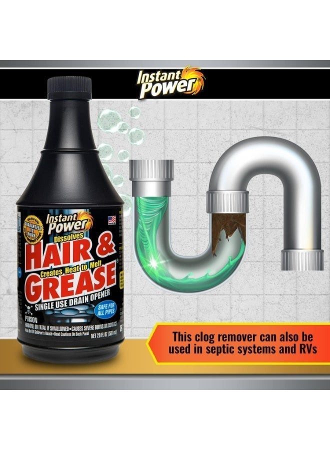 Instant Power Drain Opener – Hair & Grease Clog Remover for Sink, Bathroom, Kitchen & Shower – Odorless Non-Acid Pipe Cleaner 20 oz - Image 5
