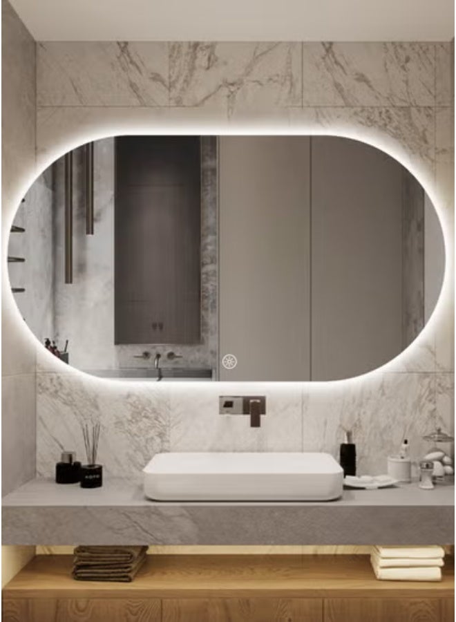 شاربدو أدى مرآة الحمام مع مصباح ، الجدار شنقاً ، ومكافحة الضباب ، الضوء الأبيض ، ماء ، خفف من الزجاج - Image 4