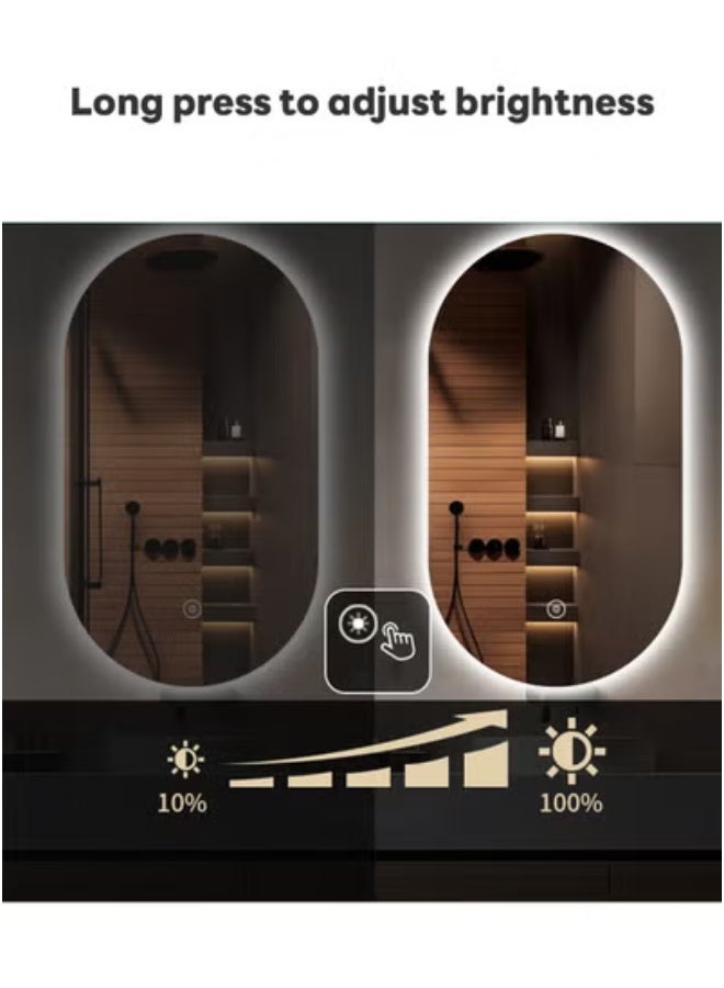 شاربدو أدى مرآة الحمام مع مصباح ، الجدار شنقاً ، ومكافحة الضباب ، الضوء الأبيض ، ماء ، خفف من الزجاج - Image 5