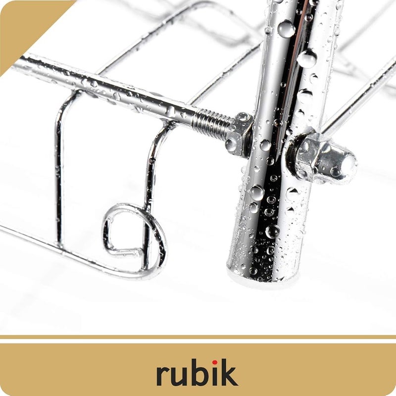 Rubik Dish Drying Rack, 2 Tier Stainless Steel Dish Rack with Utensil Holder, Glass, Cup, Cutlery Holder, and Dish Drainer for Kitchen Counter Top, Plated Chrome Dish Dryer Silver - Image 4