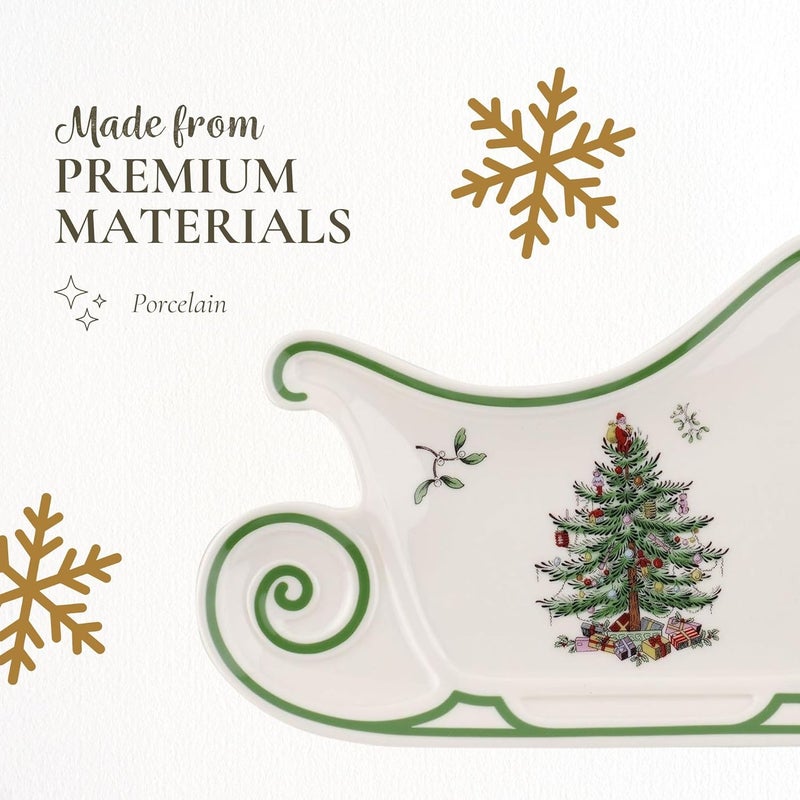 Spode Christmas Tree Embossed Sleigh Plate 135 Serving Festive Serving Dish for Christmas Tableware  Fine Porcelain Decorative Holiday Platter for Serving Holiday Treats  Table Dcor - Image 4