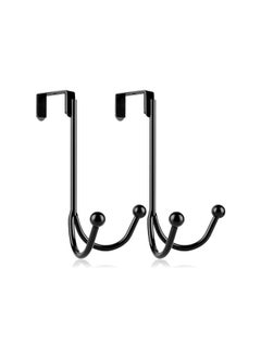 The Bros Double Hanger Hooks, 2 Packs Metal Twin Hooks, Metal over the Door Hanger, Prevent Scratches Anti-Rust, 2 Hang Heads and Snug Fit Pads Heavy Duty Hook for Hanging Coats, Towels, Caps  - Image 1