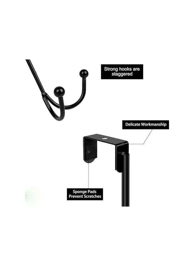 The Bros - Double Hanger Hooks, 2 Packs Metal Twin Hooks, Metal over the Door Hanger, Prevent Scratches Anti-Rust, 2 Hang Heads and Snug Fit Pads Heavy Duty Hook for Hanging Coats, Towels, Caps - Image 1