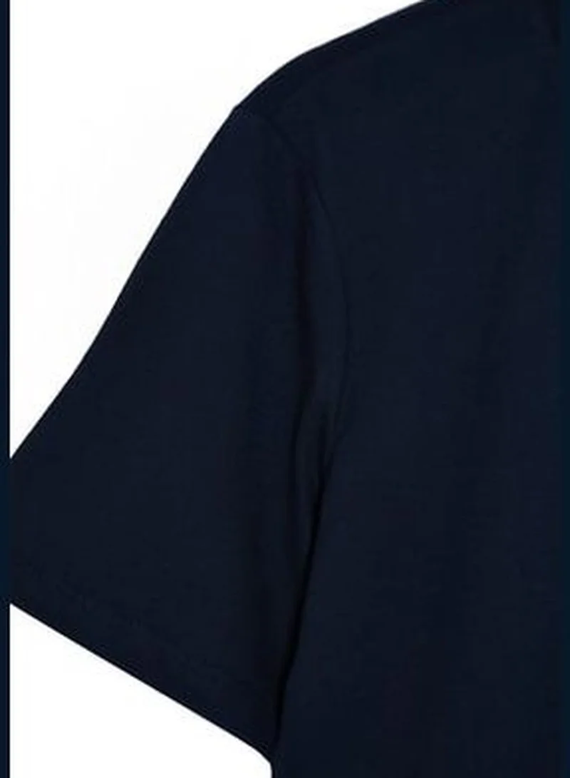 trendyol Navy Blue Men's Basic Slim Crew Neck Short Sleeved 100% Cotton 2-Pack T-Shirt TMNSS19BO0071