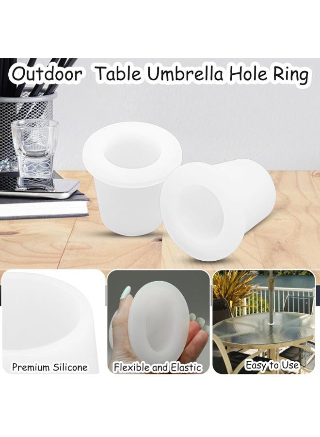 CANIPHA 2Pcs Patio Table Umbrella Hole Ring Plug, Pool Umbrella Sleeve Stabilizer Cone Wedge, Silicone Umbrella Table Ring Hole Insert for 2-2.5 Inch Table Hole or 1.5 Inch Pool Umbrella Adapter (White)  - Image 2