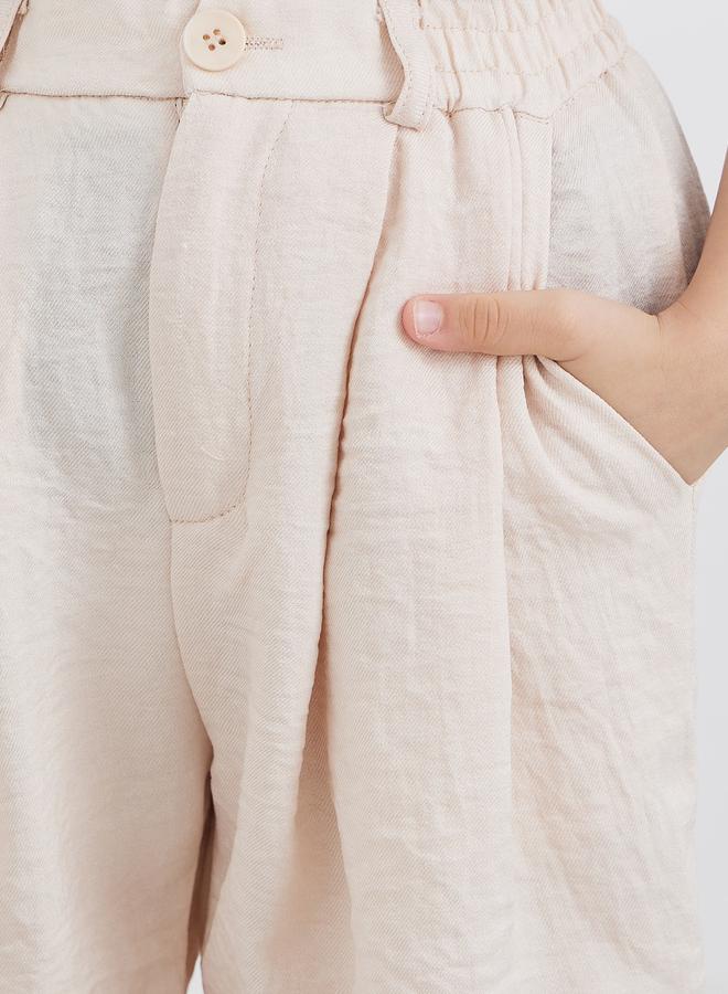 Styli Linen Look Shorts with Turn-Up Hem - Image 3