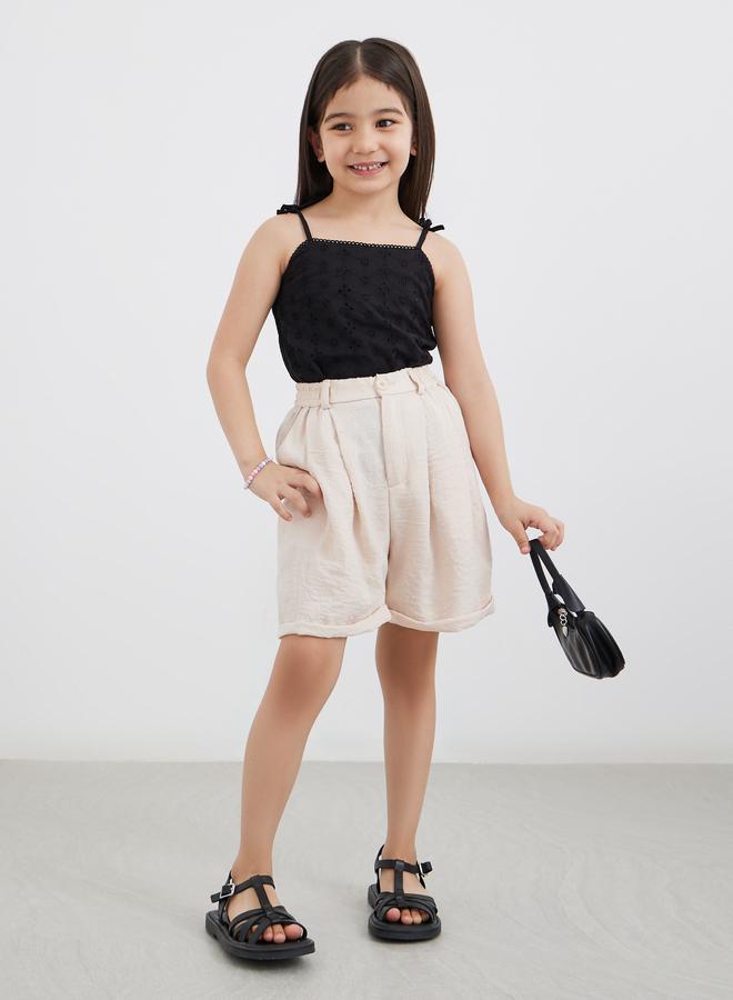 Styli Linen Look Shorts with Turn-Up Hem - Image 2