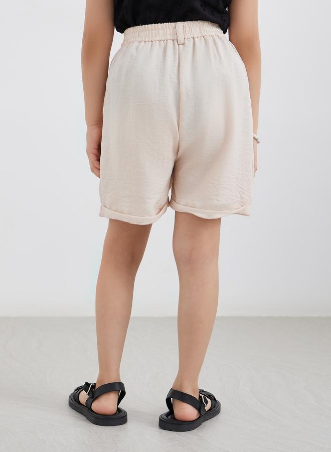 Styli Linen Look Shorts with Turn-Up Hem - Image 4