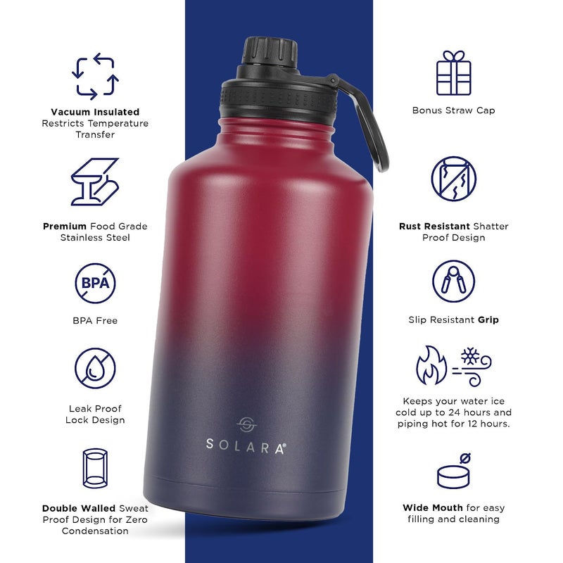 SOLARA Insulated Water Bottle 2000ml Hot Water Bottle Thermosteel Water Bottles for Travel Home Office School Gym Adults Water Bottle Hot and Cold Sipper Bottle Dark Intentions - Image 2