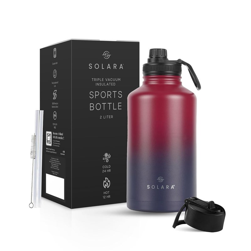 SOLARA Insulated Water Bottle 2000ml Hot Water Bottle Thermosteel Water Bottles for Travel Home Office School Gym Adults Water Bottle Hot and Cold Sipper Bottle Dark Intentions - Image 1