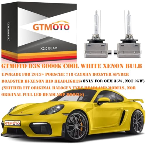 GTMOTO D3S Xenon Bulbs for Porsche Macan Cayenne 911 718 Boxster Cayman HID Headlights, 35W OEM D3SC1 Bi-xenon Projector Lights, 6000K Cool Bright White, 2 Pack - Image 2