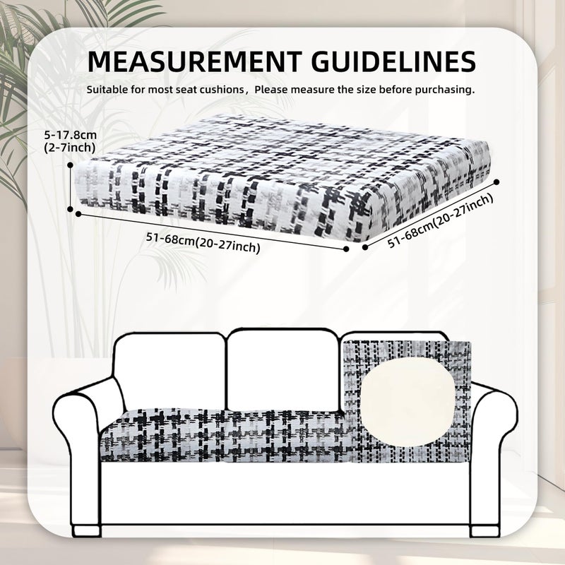 BIETYONE 8Pcs Stretch Patio Cushion Covers,Outdoor Couch Covers Replacement,Outdoor Couch & Sofa Slipcovers,for Patio Furniture Cushion Covers,Washable Reusable urniture Protector(Black Grid,8PCS) - Image 2