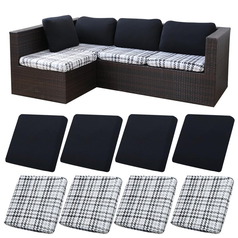 BIETYONE 8Pcs Stretch Patio Cushion Covers,Outdoor Couch Covers Replacement,Outdoor Couch & Sofa Slipcovers,for Patio Furniture Cushion Covers,Washable Reusable urniture Protector(Black Grid,8PCS) - Image 1