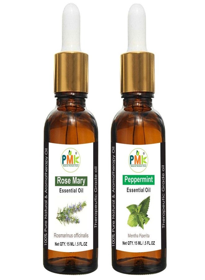 PMK Pure Natural Rosemary Oil and Peppermint Oil For Hair Growth, Skin care (Each 15ML) - Image 1