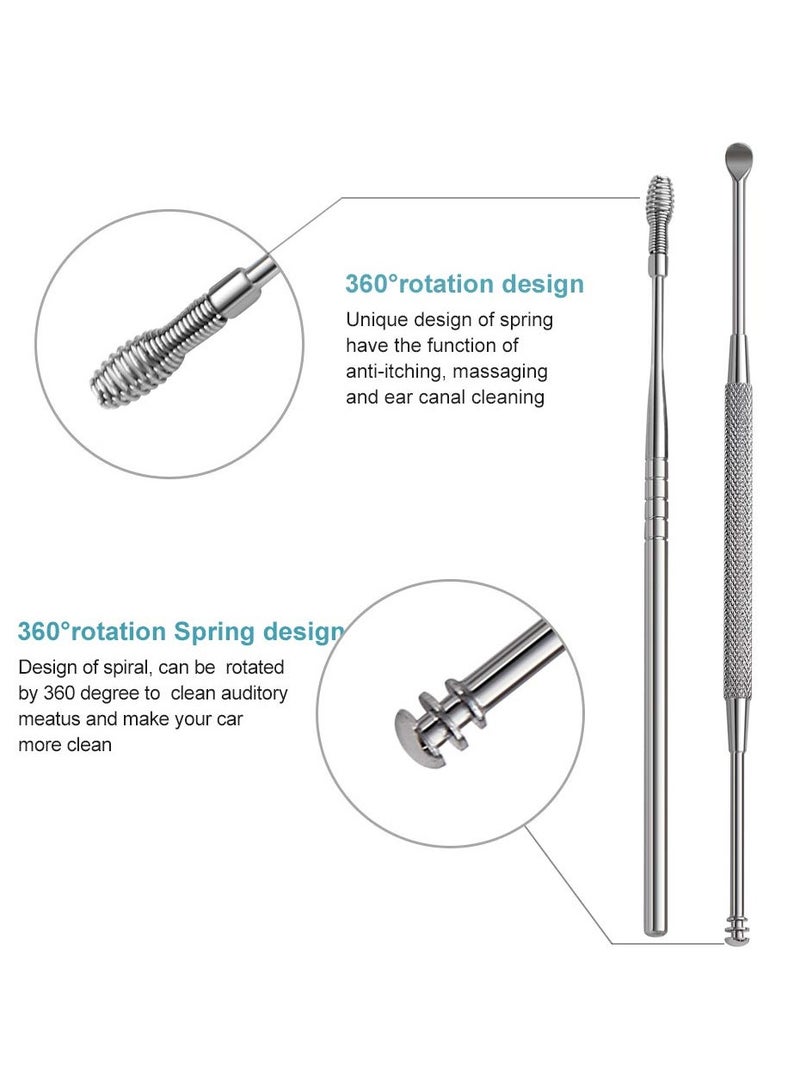 SYOSI Earwax Cleaner Tool Set, Ear Curette Cleansing, Ear Pick Removal Tool, Spiral Stainless Steel Ear Picks Kit, Ear Wax Removal, Ear Picks, Ear Curette - Image 4