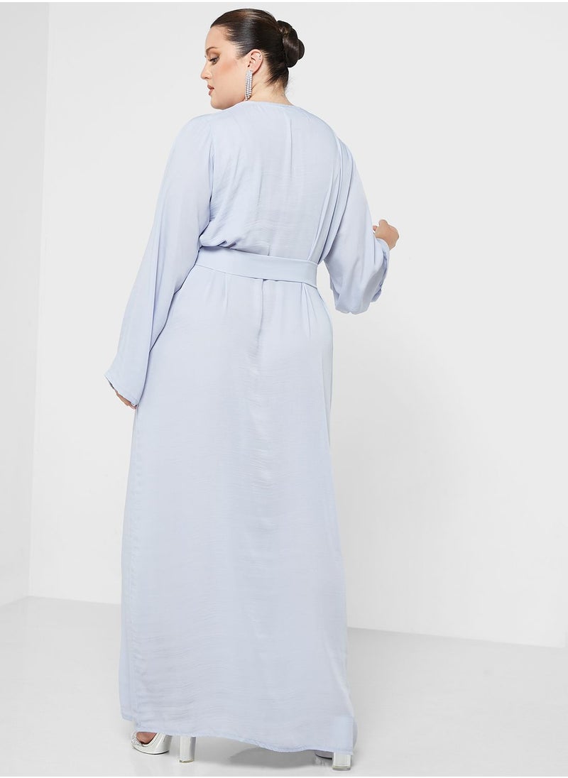 Hayas Closet Curve - Embellished Belted Jalabiya - Image 1