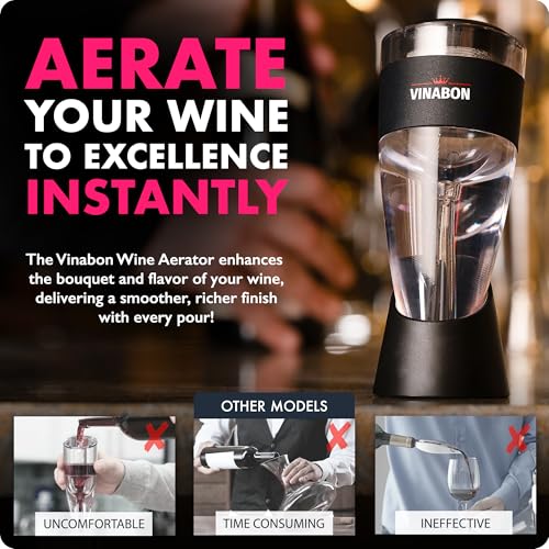VINABON Red Wine Air Aerator – Updated 2026 Professional-Quality Multi-Stage Wine Decanter with Aerator – Improves Wine Flavor, Filters Impurities, Prevents Drips and Spills. Includes WineGuide Ebook - Image 3