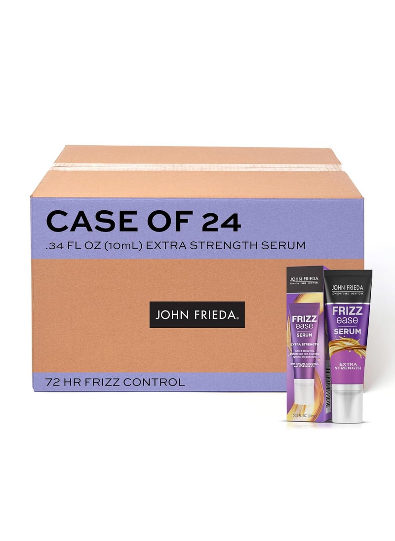 John Frieda - John Frieda Anti Frizz Frizz Ease Extra Strength Hair Serum with Argan Oil AntiHumidity Spray for Hair Nourishing Treatment for Thick Coarse Hair Travel Size 034 OzPack of 24 - Image 1