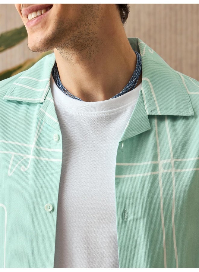 Beyoung Ice Blue Half Sleeves Printed Shirts for Men  - Image 5