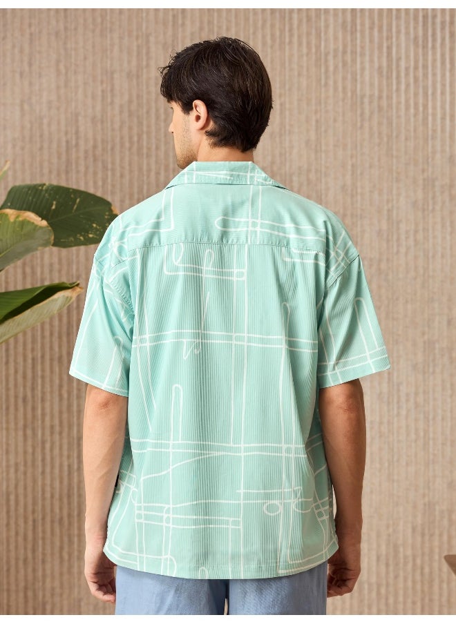 Beyoung Ice Blue Half Sleeves Printed Shirts for Men  - Image 3