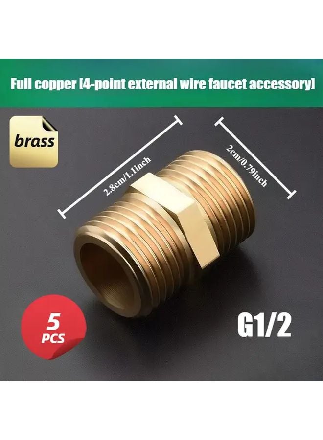 5PCS G1 2 Brass Threaded Connectors for Sink Faucets and Mixer Valves - Image 1