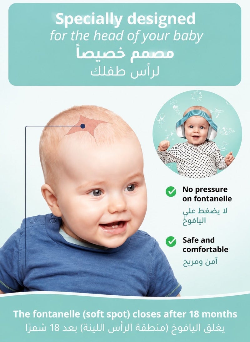 ARNOTEC أغطية أذن للأطفال، حماية لأذن الأطفال الرضع والأطفال الصغار حتى عمر 36 شهرًا، سماعات رأس مريحة للأطفال تمنع تلف السمع وتحسن النوم - Image 4