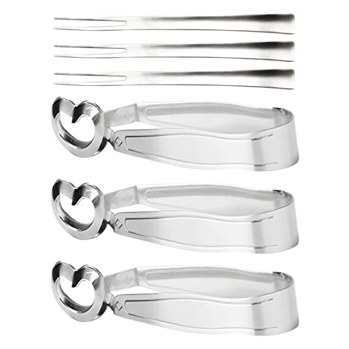 GOODFEER 6 PCS Escargot Tongs Stainless Steel Kitchen Food Tong with Seafood Forks for Snails, Fruit Salad, Cake, Tea Bag, Ice for Drinking, Square Sugar for Coffee, Dishwasher Safe - Image 1