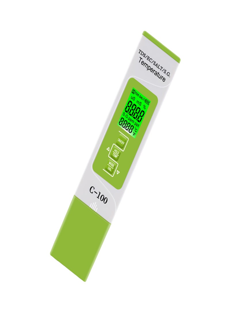 5 in 1 TDS/EC/SALT/S.G./Temperature Meter Digital Water Quality Monitor Tester for Pools Drinking Water Aquariums with Backlight （battery not included)） - Image 1