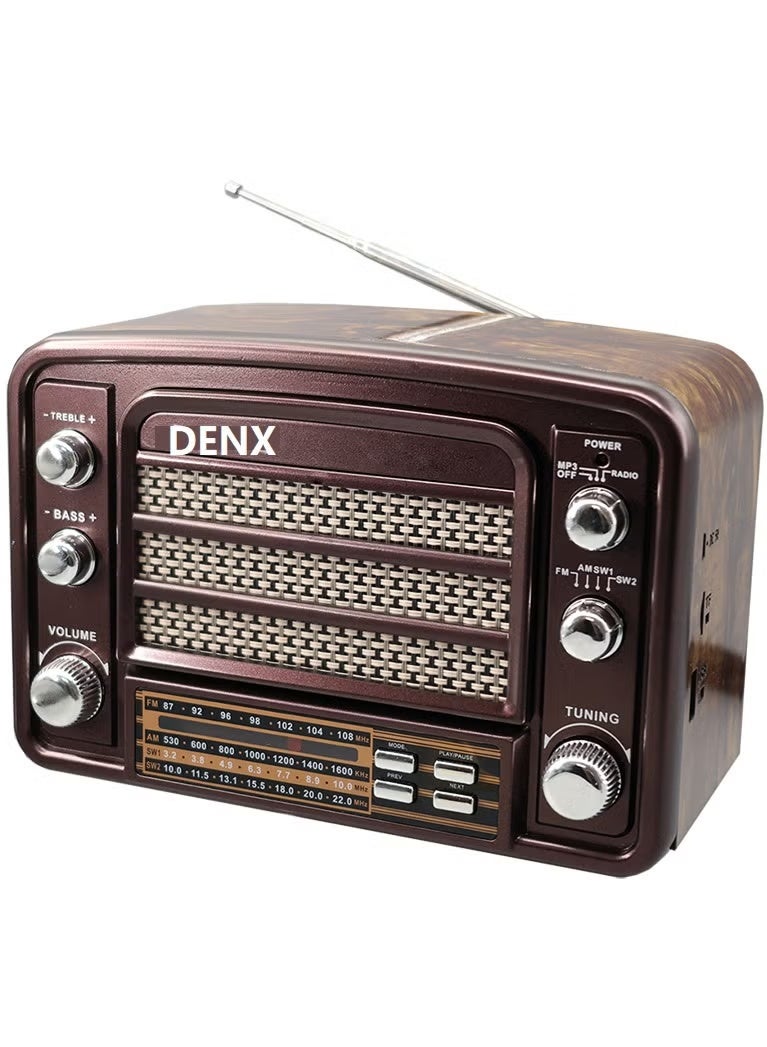 Denx High-definition radio, FM/AM, USB/TF/BT player, rechargeable battery - Image 2