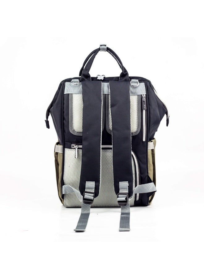 Lucid's latest edition waterproof maternity bag with changing mat and thermal bottle holder with heating element - black and Olive green - Image 3