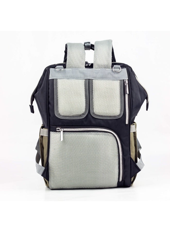 Lucid's latest edition waterproof maternity bag with changing mat and thermal bottle holder with heating element - black and Olive green - Image 4