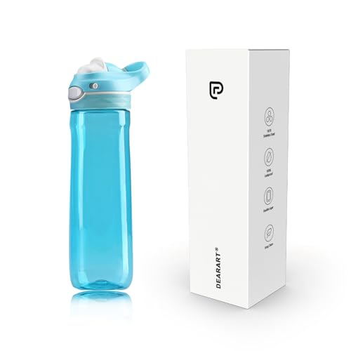DEARART 26oz Sky Blue Water Bottle Without Straw Wide Mouth, AUTOSEAL BPA FREE Leakproof Clear Bottle Has Handle, Easy Carried, Suit School Office Gym Yoga Sports etc. - Image 1