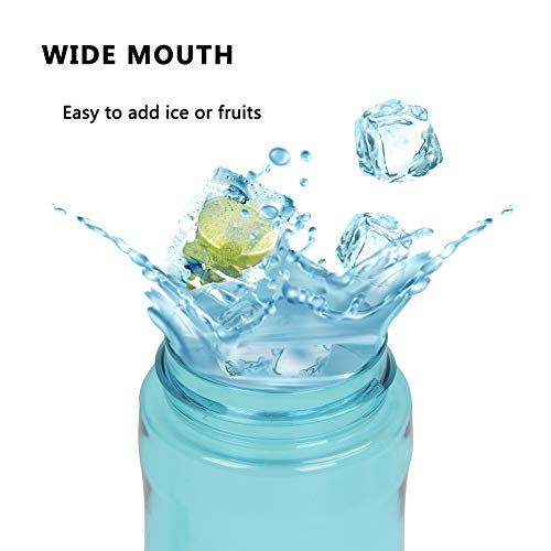 DEARART 26oz Sky Blue Water Bottle Without Straw Wide Mouth, AUTOSEAL BPA FREE Leakproof Clear Bottle Has Handle, Easy Carried, Suit School Office Gym Yoga Sports etc. - Image 4