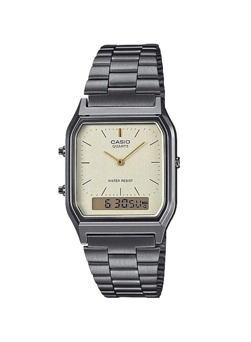 Casio Vintage Unisex Quartz Stainless Steel Gold Dial Analog Digital Watch AQ-230GG-9ADF - Image 1