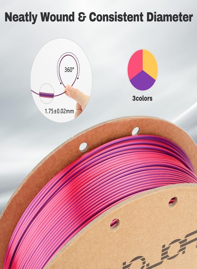 3DHoJor Silk PLA Filament 1.75mm Red Gold Purple Triple Color PLA 3D Printer Filament 3 in 1 Coextrusion 1KG Spool(2.2lbs) 3D Printing Filament Dimensional Accuracy +/- 0.03mm - Image 3