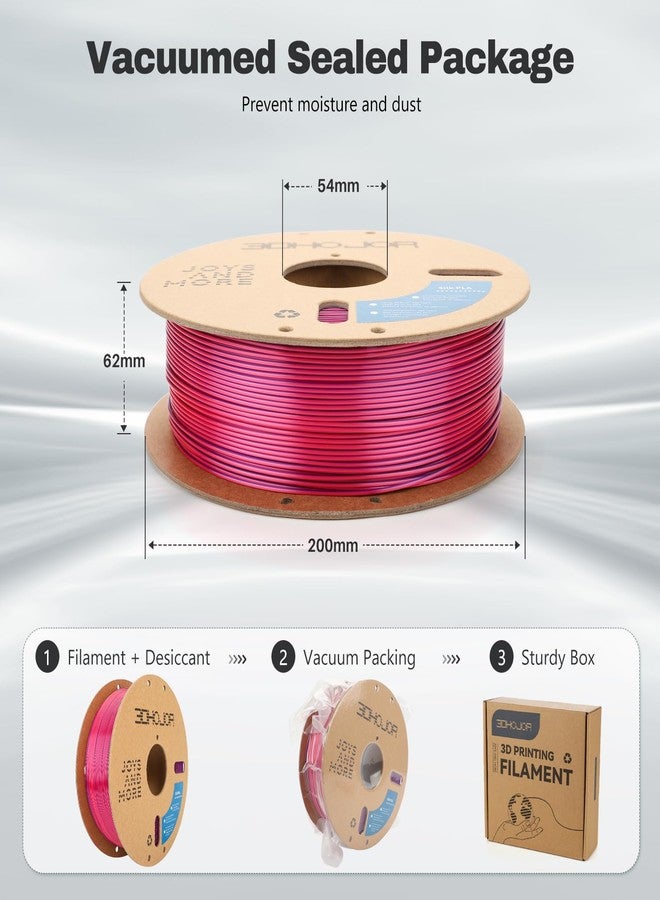 3DHoJor Silk PLA Filament 1.75mm Red Gold Purple Triple Color PLA 3D Printer Filament 3 in 1 Coextrusion 1KG Spool(2.2lbs) 3D Printing Filament Dimensional Accuracy +/- 0.03mm - Image 5