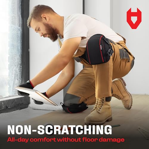 NoCry وسادات ركبة NoCry للأرضيات للرجال مع جل عريض إضافي ووسادة فوم سميكة — وسادات ركبة جلدية مضادة للانزلاق وآمنة للأرضيات للعمل في البناء مع أحزمة قابلة للتعديل معززة ومسامير عسكرية الصنع - Image 5