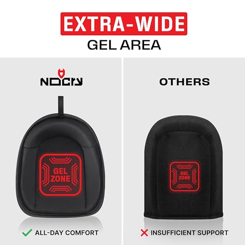 NoCry وسادات ركبة NoCry للأرضيات للرجال مع جل عريض إضافي ووسادة فوم سميكة — وسادات ركبة جلدية مضادة للانزلاق وآمنة للأرضيات للعمل في البناء مع أحزمة قابلة للتعديل معززة ومسامير عسكرية الصنع - Image 3