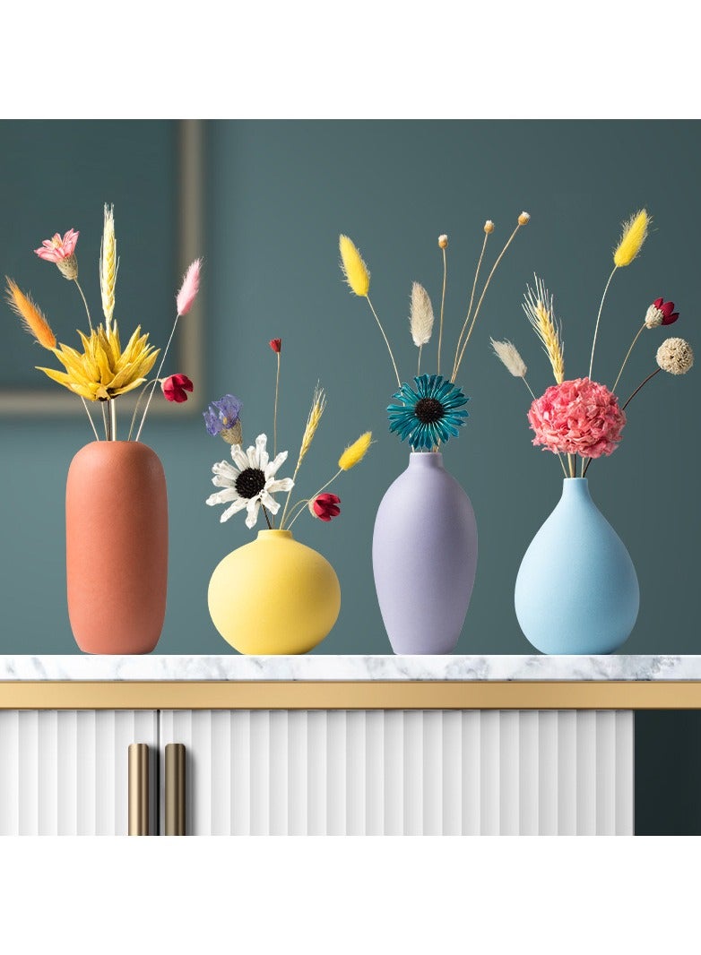 general Ceramic Flower Vase Set, 4 Piece, Assorted Colors, Rustic Style, for Tabletop Decor,Gifting - Image 4