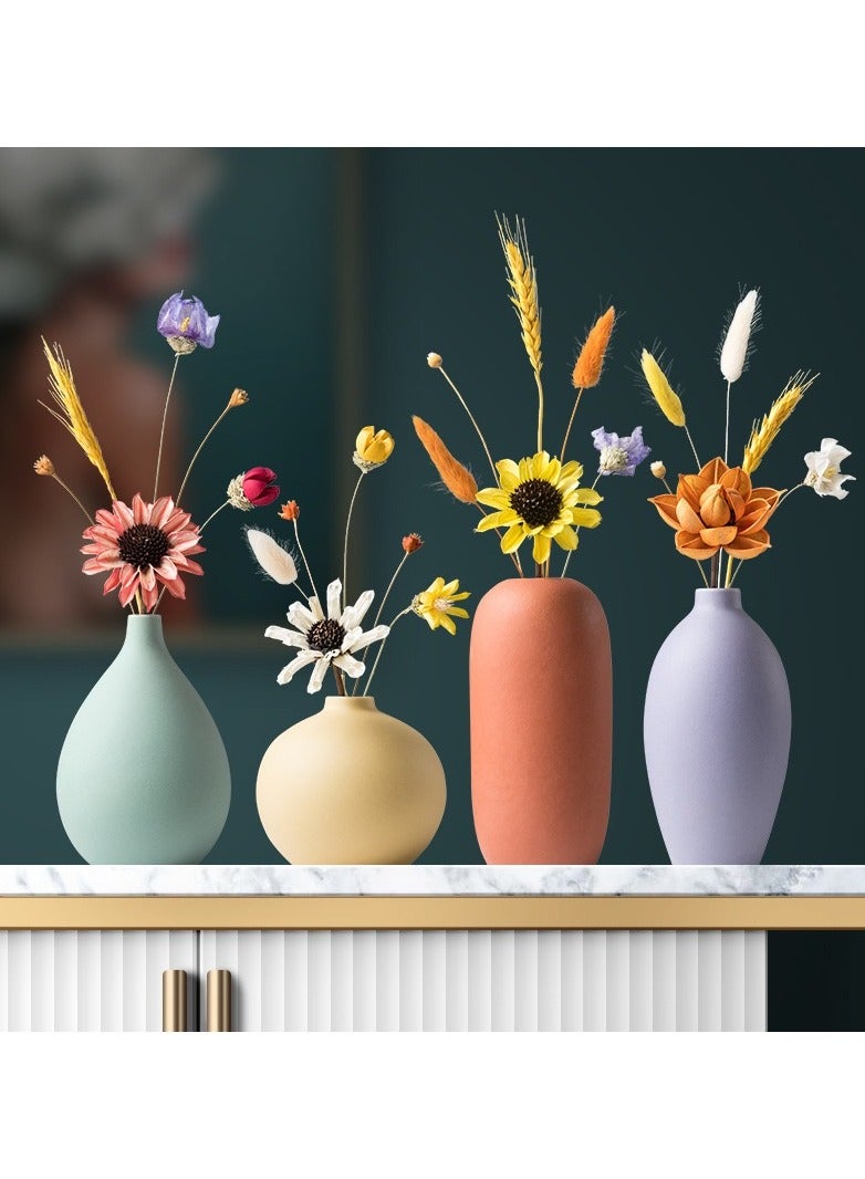 general Ceramic Flower Vase Set, 4 Piece, Assorted Colors, Rustic Style, for Tabletop Decor,Gifting - Image 2