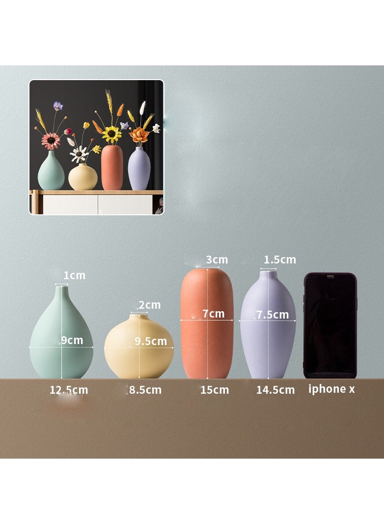 general Ceramic Flower Vase Set, 4 Piece, Assorted Colors, Rustic Style, for Tabletop Decor,Gifting - Image 3